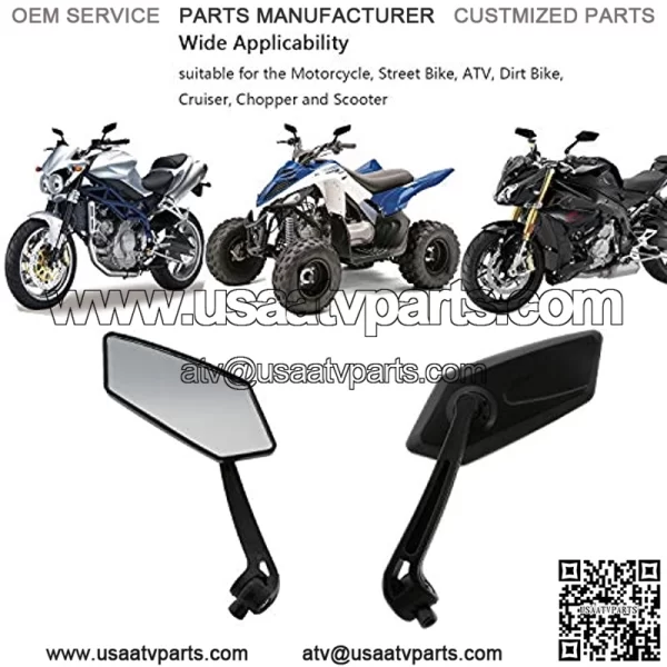 Custom Universal Motorcycle Rearview Side Mirrors for Sports Bike Choppers Cruiser - Image 3