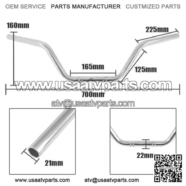 1" Chrome Handlebar Drag Bar Anti-rust For CF-Moto CFORCE 1000 800 600 500 ATV - Image 2