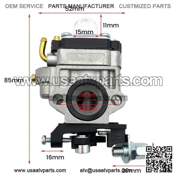 Universal 11mm Carburettor Carb for 22cc 26cc 33cc 34cc 36cc Strimmer Trimmer - Image 2