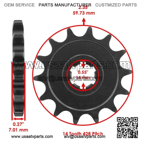 Front Rear Drive Chain Sprocket For Kawasaki KLX140 2008-2023 13144-0049 - Image 2