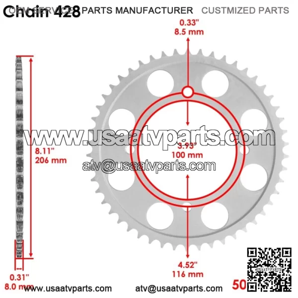 Front Rear Drive Chain Sprocket For Kawasaki KLX140 2008-2023 13144-0049 - Image 3