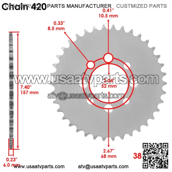 Drive Chain Sprockets For Kawasaki KLX110 2010-2024 42041-0082 13144-1043 - Image 2