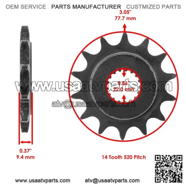Black Drive Chain And Sprockets Kit for Honda TRX450R Sportrax 450 2X4 2004 05 (For: Honda) - Image 3