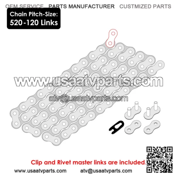 Black Drive Chain for Honda TRX450ER Electric Start 2006-2014 (For: Honda) - Image 2