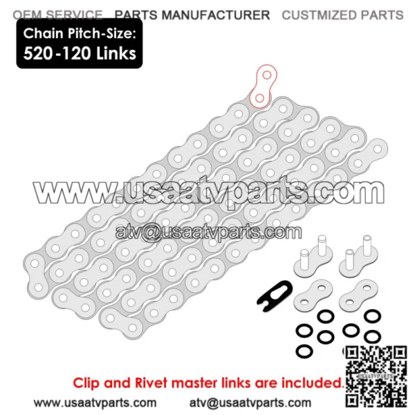 O-Ring Drive Chain for Yamaha Raptor 700 YFM700R Se 2006-2013 Red (For: Yamaha Raptor 700) - Image 2