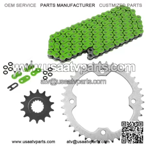Green O-Ring Drive Chain & Sprockets Kit for Yamaha Raptor 700 YFM700R 2006-16 (For: Yamaha Raptor 700)