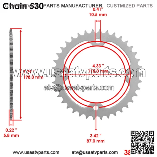 Drive Chain & Sprockets For Yamaha Raptor 700 YFM700 2013-2023 YFZ450  2004-2013 (For: Yamaha Raptor 700) - Image 4