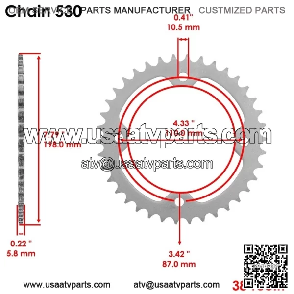 Blue Drive Chain And Sprockets Kit for Yamaha YFZ450 YFZ450V 2004-2013 - Image 3