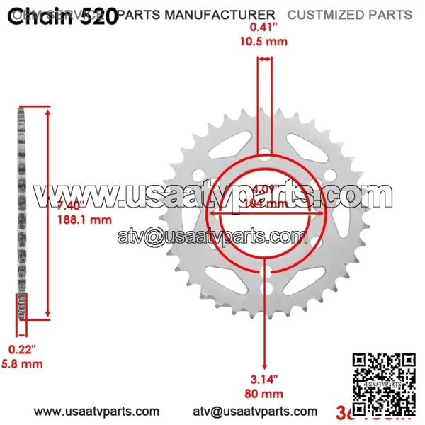 Polaris Scrambler 500 4X4 2000-2011 O-Ring Drive Chain & Sprockets Kit - Image 4