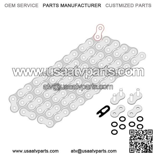 Polaris Scrambler 500 4X4 1997-2012 Red O-Ring Drive Chain - Image 2