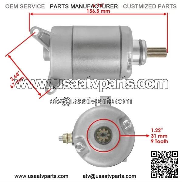 Starter for Yamaha YFZ450 YFZ450X 2004 2005 2006 2007 2008 2009 - Image 2