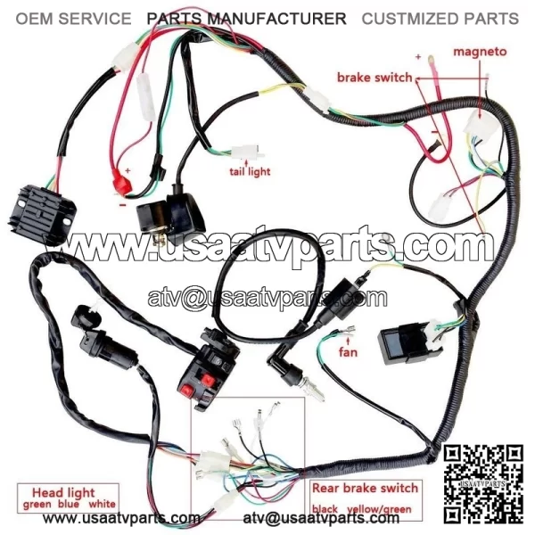 ATV Electric Wiring Harness Wire Go kart 150cc 200cc 250CC Engine Taotao Kazuma - Image 3
