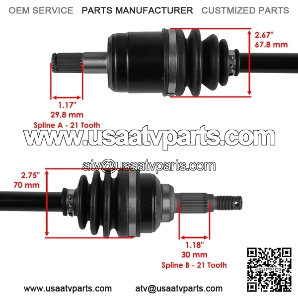 Front CV Joint Axle W/ Bearing for Honda TRX450ES TRX450S Foreman 450 1998-2001 - Image 3