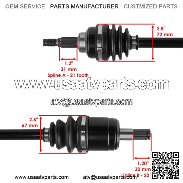 Front CV Joint Axle W/ Bearing for Honda TRX450ES TRX450S Foreman 450 1998-2001 - Image 5