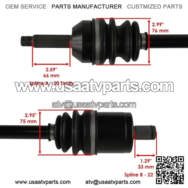 Front CV Axle For Polaris Ranger ETX 2015 2016 / Ranger EV Liion 2016 / 1333238 - Image 3
