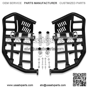 For Yamaha YFZ 450 Nerf Bars Pro Peg Heel Guard Black Bars With Black Nets
