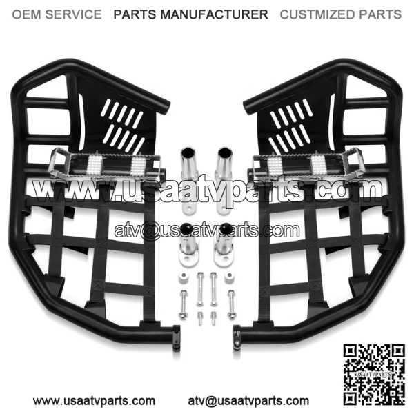 For Yamaha YFZ 450 Nerf Bars Pro Peg Heel Guard Black Bars With Black Nets