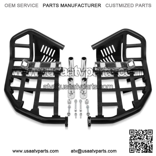 For Yamaha YFZ 450 Nerf Bars Pro Peg Heel Guard Black Bars With Black Nets - Image 2