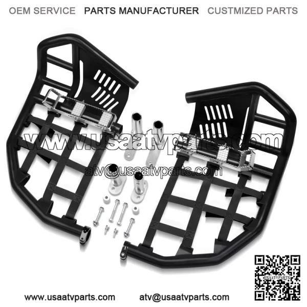 For Yamaha YFZ 450 Nerf Bars Pro Peg Heel Guard Black Bars With Black Nets - Image 4