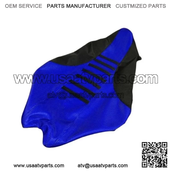 2009 - 2020 Yamaha YFZ 450R Seat Cover BLACK / BLUE / BLACK RIBBED QUAD #201 - Image 2