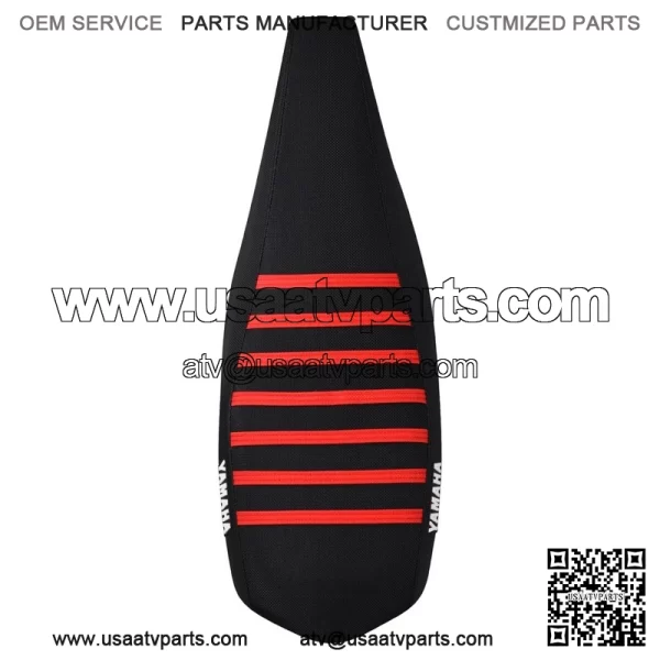 Yamaha YFZ 450 Gripper Seat Cover 2004 - 2013  all BLACK/ RED ribs LOGO #200 - Image 3