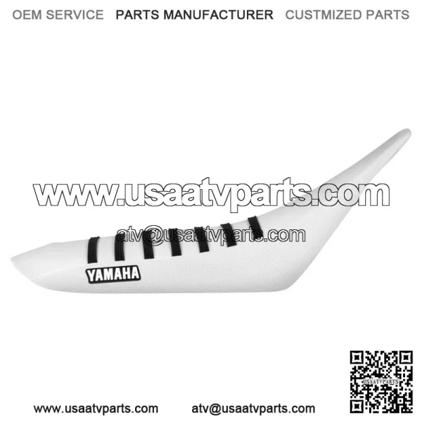 Yamaha YFZ 450 Gripper Seat Cover 2004-2013  all WHITE/ BLACK ribs LOGO #200 - Image 2