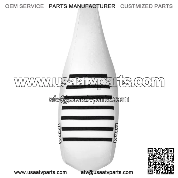 Yamaha YFZ 450 Gripper Seat Cover 2004-2013  all WHITE/ BLACK ribs LOGO #200 - Image 3