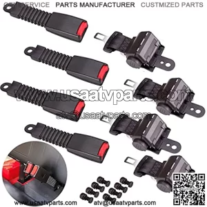 Universal Golf Cart Seat Belts Kit Retractable Set of 4 for Golf Cart Club Car EZGO Yamaha Go Kart ATV UTV Bus - Black