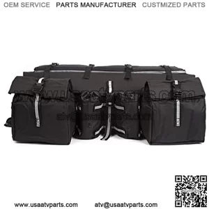 ATV Cargo Bag Rear Rack Gear Bag Made of 600D Waterproof Fabric with Topside Bungee Tie-Down Storage Padded-Bottom Multi-compartment Black