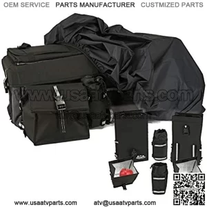 Gear ATV/Quad Rear Rack Bag with Rain Cover and Insulated Cooler Bags, Black