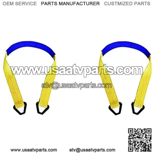 Mega Cargo Control 2 - Pack 2" x 72" HD Off-Road Axle Straps w/D Ring - Assembled in USA Car Auto Hauler Tow Truck 4x4 Tie Down ATV UTV, (Yellow)