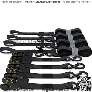 Ratchet Tie Down Straps (4PK) - 1,823lb Guaranteed Max Break Strength, Includes (4) Premium 1" x 15' Rachet Tie Downs with Padded Handles. Best for Moving, Securing Cargo (Black 4-Pack)