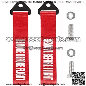 DORHEA 2PCS Racing Tow Strap Red High Strength Tow Strap Universal Cars Set Belt Nylon Strap Traction Rope Trailer Hook Compatible with Front or Rear Bumper Towing Hooks Decorative Trailer Belt (Red)