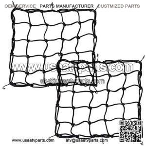 2 Pack High Elastic 15" Cargo Net with 6 Adjustable Metal Hooks for Motorcycle ATV, Super Strong Stretch Heavy-Duty Cargo Net