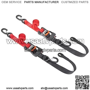 1.5in x 6.5ft Ergonomic LocRatchet Soft-Tye Straps with Heavy-Duty Latch Hooks - - 1,000 lb. WorLoad Limit / 3,000 lb. BreaStrength - Red/Black (Pair)