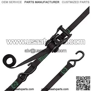 #4628 10-Foot Tactical Ratchet Straps, Haul Light Loads in Pickup Trucks & Trailers, Dirt Bikes, ATV's, Lawn Tractors, 1,500 lb Break Strength 500 lb Safe Work Load, 2-Pack, Black