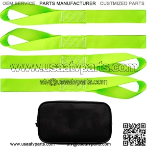 Vehiclex Correas de amarre para motocicleta de 1.5 x 18 pulgadas, color verde, capacidad de carga de 1000 libras, paquete de 4 lazos de amarre en bolsa de almacenamiento, remolque seguro de bicicletas