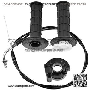 Twist Throttle Accelerator Handle Grips and Bent Cable Set for 50cc 110cc 125cc 150cc 250cc Dirt Bike Quad ATV Pit Pro Trail (Fits for 7/8"/22mm Bar)
