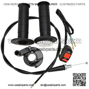 7/8" 22mm Twist Throttle Accelerator Handle Grips and Cable Set With Kill On Off Switch for 50cc 110cc 150cc 250cc Mini Bike Atv Quad Pit Bike Dirtbike