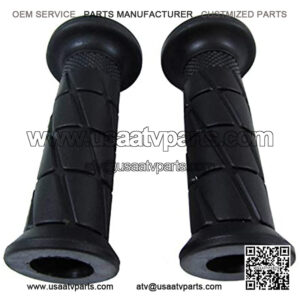 Black Soft Rubber Open End Motorcycle Grips fit 7/8th" Handlebars Pair for Aprilia, BMW, Ducati, Honda, Kawasaki, KTM, Moto Guzzi, Suzuki, Yamaha, ATV
