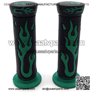 XH4067- WATERCRAFTS Flame Gel Grips GREEN Compatible with ATV QUAD YAMAHA  POLARIS SEADOO BOMBARDIER JET SKI RINCON Brute Force Prairie YAMAHA ATV BRUIN GRIZZLY KODIAK(7/8" BOTH SIDE)