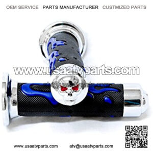 ATV/PWC Chrome Skull Hand Grips Blue Flame Grip Compatible with Yamaha Blaster