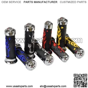 Universal Scooter Handlebar Grip Set with Skull & Flames