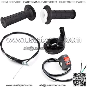 22mm Twist Throttle Accelerator Handle Grips, 50 90 110 125cc Pit Bike Dirtbike (Handle Grip + Cable + Throttle Clamp + flameout Switch) by CALU LUKY