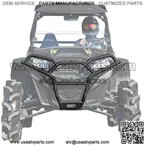 SuperATV Front Bumper / Brush Guard for 2012+ Polaris RZR 570 | Heavy-Duty 38mm Carbon Steel Tube | Powder Coated for Long Lasting Protection | 3mm Steel Skid Plate | Fully Protects Front End!