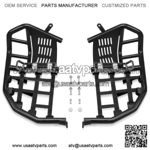 For 700 Nerf Bars Pro Peg Heel Gaurds Black Bar with Black Nets Steel (For: More than one vehicle)