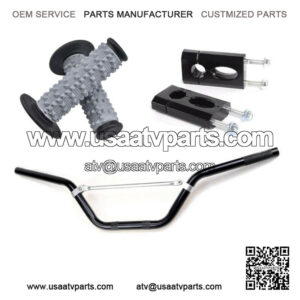 7/8" 22mm ATV Handle Bar + Grips + Clamp Mount Adapter Riser Dirt Bike 110-125CC