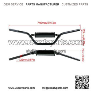22mm 7/8" High Black Handle Bar with Pad Dirt Pit ATV Quad Bike Atomik Thumpstar