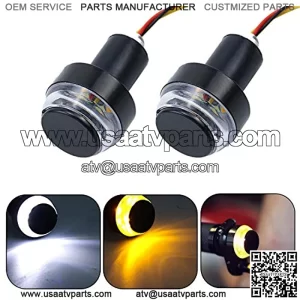 LivTee Motorcycle Handlebar End LED Lights, Dual Color for Turn Signal Lights and Side Marker Lights or Running Lights, Amber / White