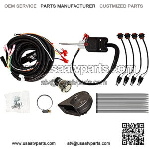 Universal ATV / UTV Turn Signal Kit (With Column Turn Switch & Horn button)- Fits Honda, Polaris, Can-Am, Kawasaki, John Deere, Arctic Cat, & More! | LED Signal Lights | Includes 105 dB horn!
